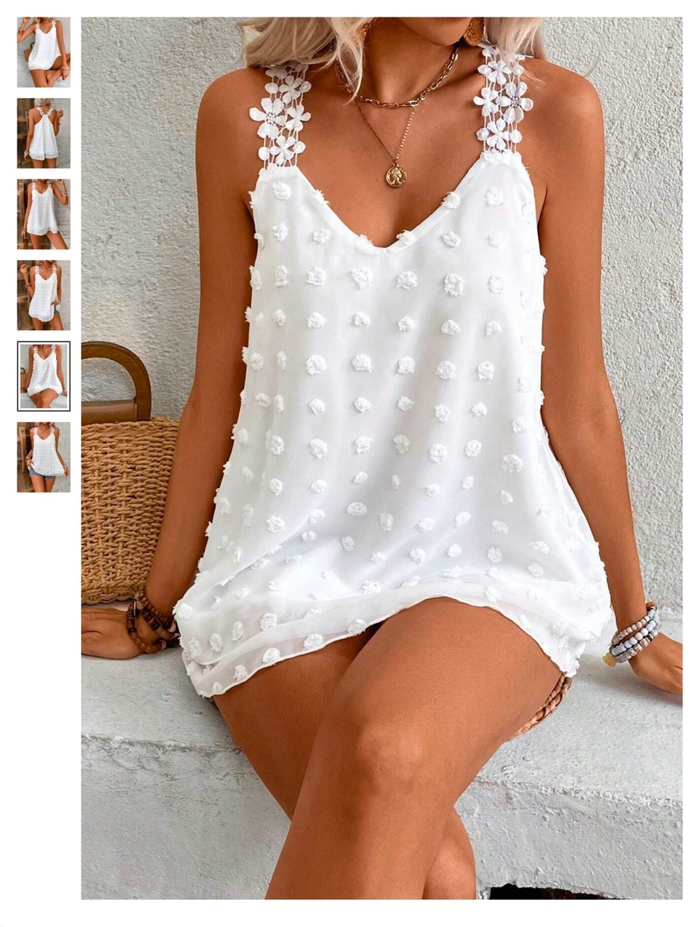 🌸S69 - Frenchy V-Neck Patchwork Tank🤍🛍️